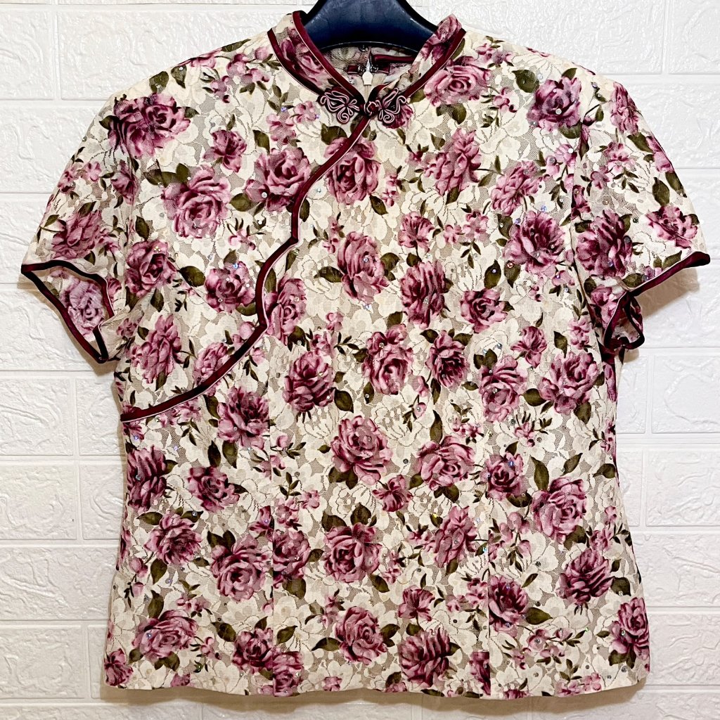 ATASAN CHEONGSAM BRUKAT BUNGA