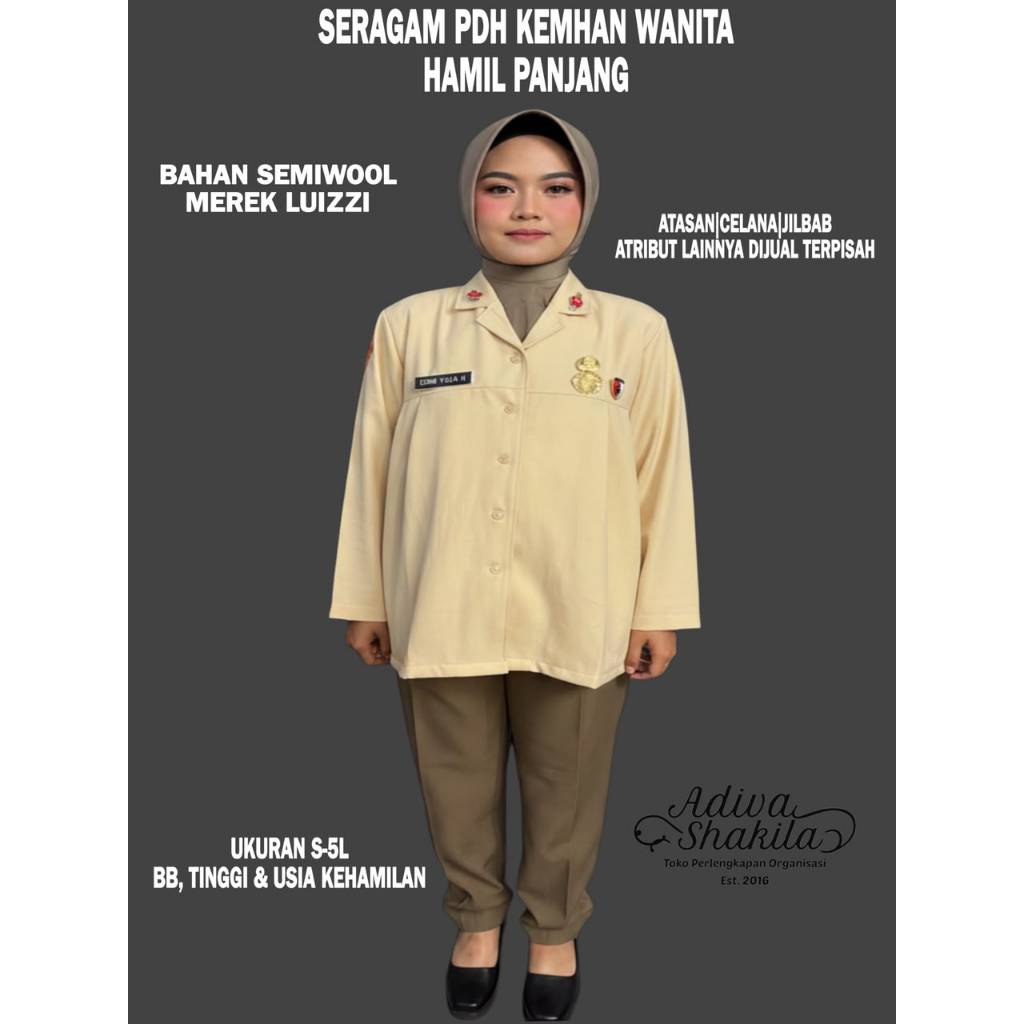 ADIVA - SERAGAM PDH KEMHAN WANITA HAMIL PANJANG / PENDEK