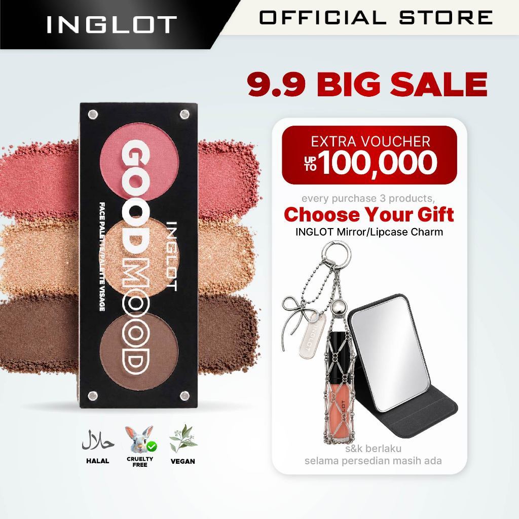 INGLOT -  Trios Face Palette Collection | 3 Warna Eyeshadow Pigmented | Long Lasting & Mudah Di-blen