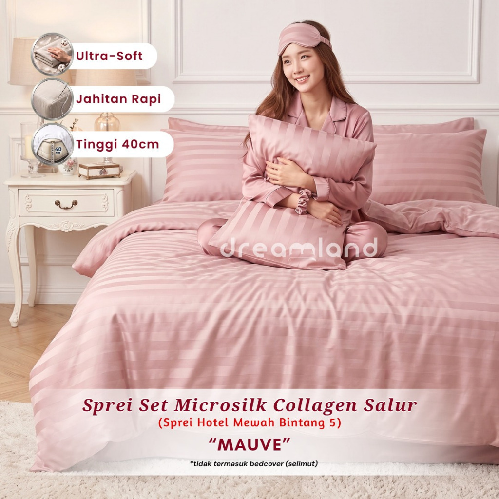 [DL] DREAMLAND | SPREI SET MICROSILK COLLAGEN SALUR | TINGGI 40CM | READY STOCK