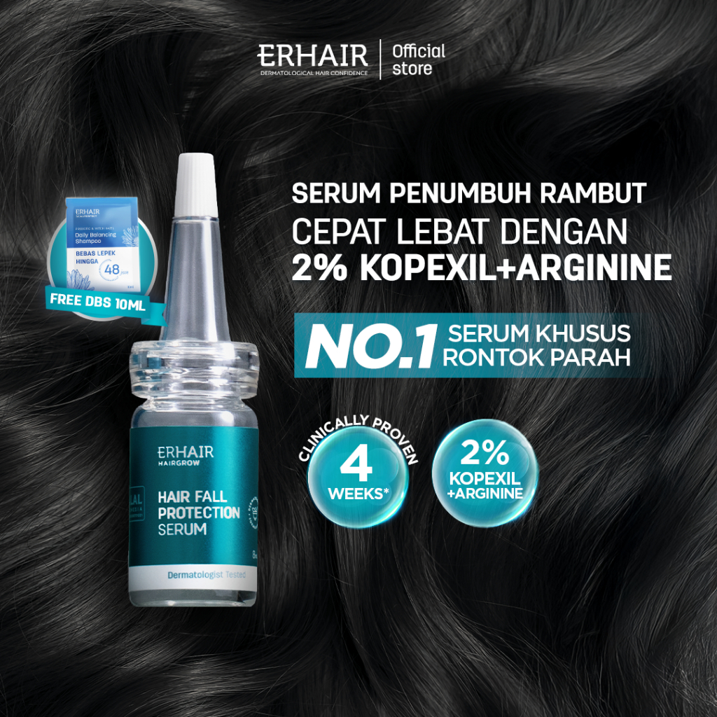 ERHAIR HairGrow Protection Serum 7x8 ml with 2% Kopexil + L-Arginin + Panax Ginseng Extract - Serum 