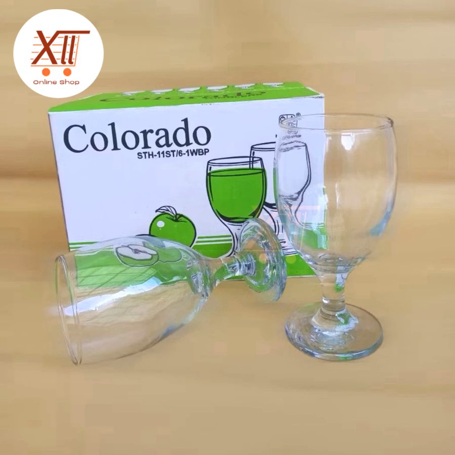 KEDAUNG KIG~STH11ST COLORADO Glassware Set 6 Pcs Gelas Kaca Kaki 290ml