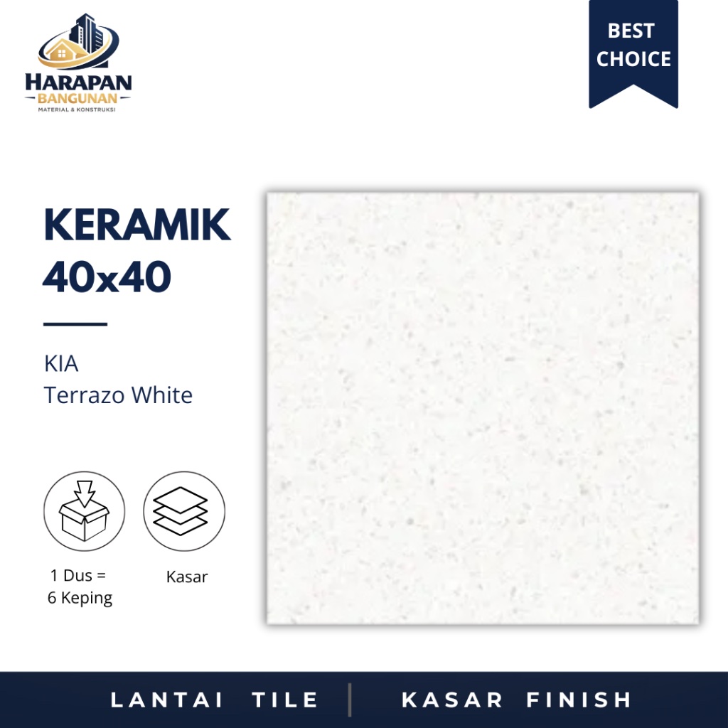 Keramik Lantai Kasar 40x40 Kia Terrazo White Keramik Putih Matt Kasar 40 x 40