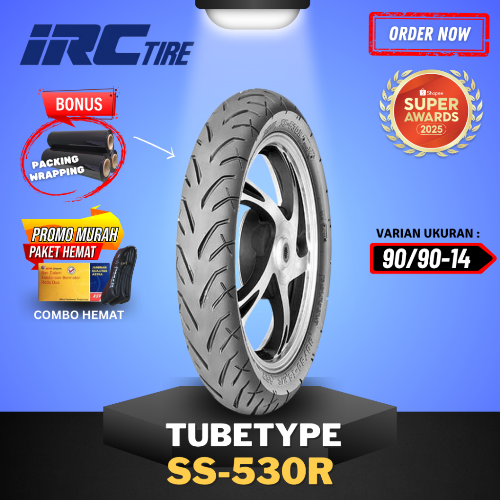 [READY COD] BAN IRC NON TUBLES SS-530R / BAN IRC TUBETYPE SS 530R ( 90/90-14 ) BAN MOTOR IRC TUBETYP