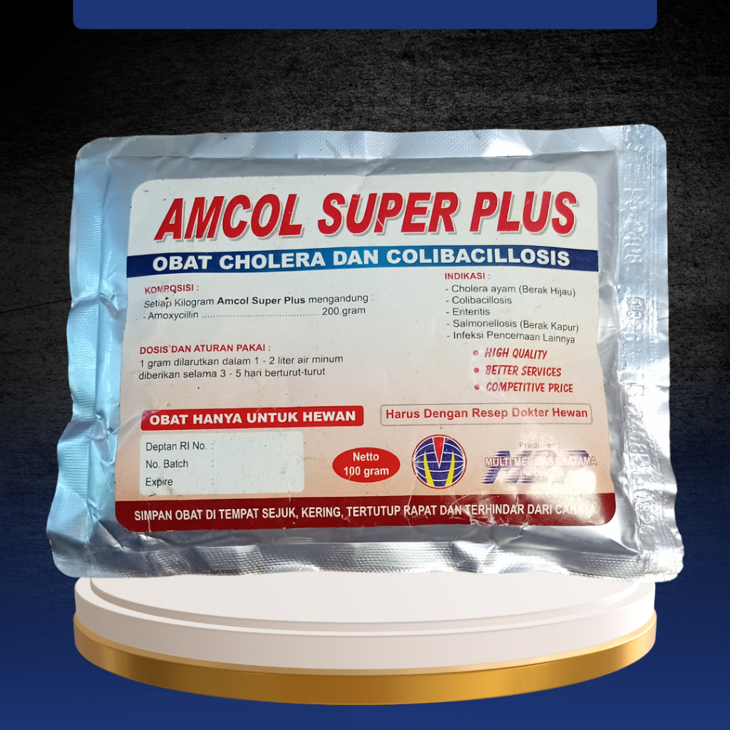 AMCOL SUPER PLUS 100 GRAM M2P - Mengatasi Masalah Perncernaan & Pernafasan Pada Unggas.