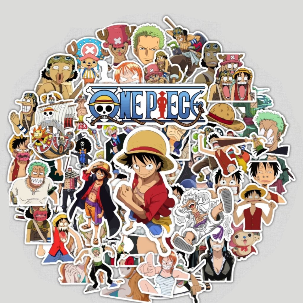 TERMURAH STIKER ANIME ONE PIECE LUFFY ZORO ROBIN NAMI SANJI NIKA