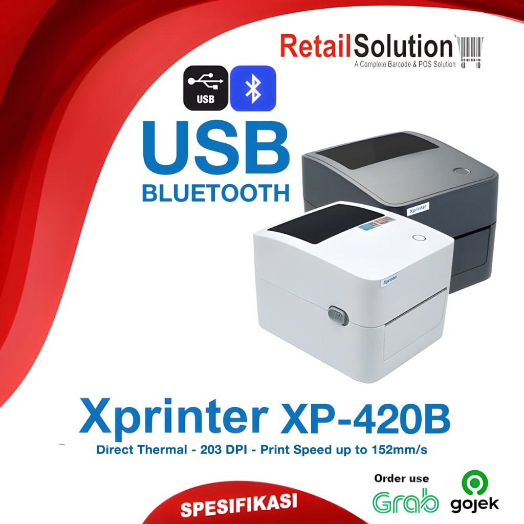 Printer Barcode Label XPRINTER XP420BT / XP-420BT / XP420 BT / XP 420BT USB + BLUETOOTH