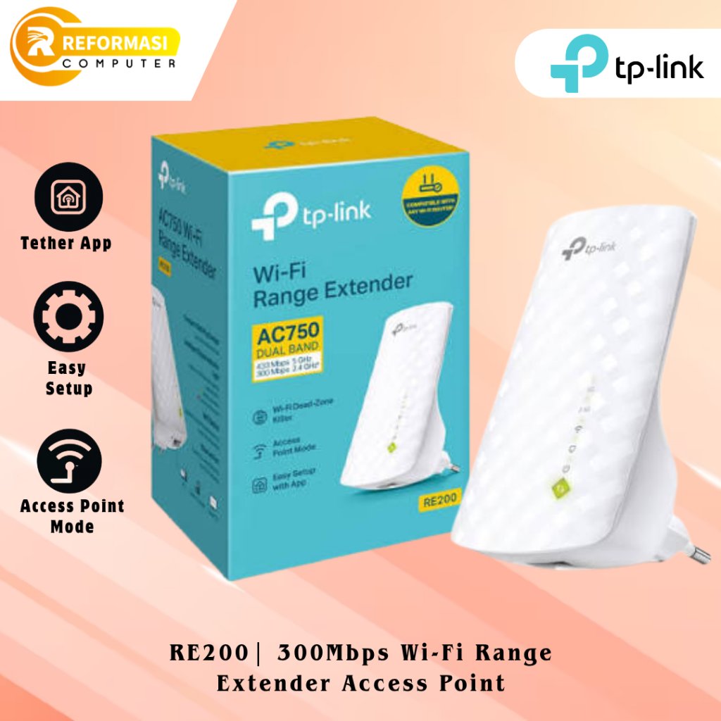 TP-LINK WiFi Range Extender TP Link RE200 - TPLink RE 200 AC750 Dual Band