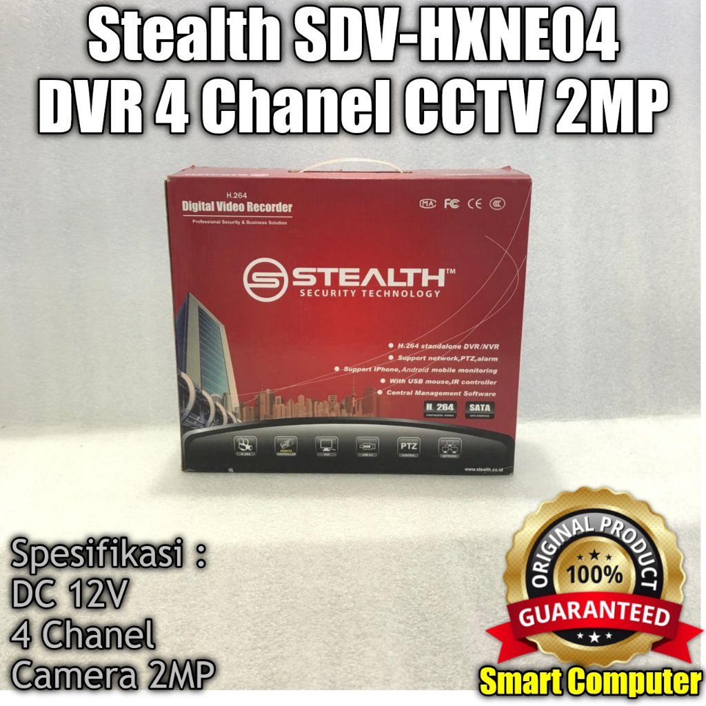 Stealth SDV-HXNE04 DVR 4 Chanel CCTV 2MP Digital Video Recorder H.264 DC 12V