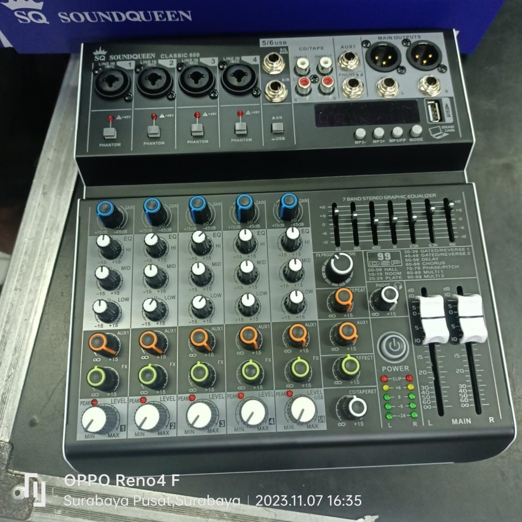 Mixer Audio Soundqueen Classic 600 6 Channel USB Recording live streaming Equalizer ORIGINAL TERBAIK