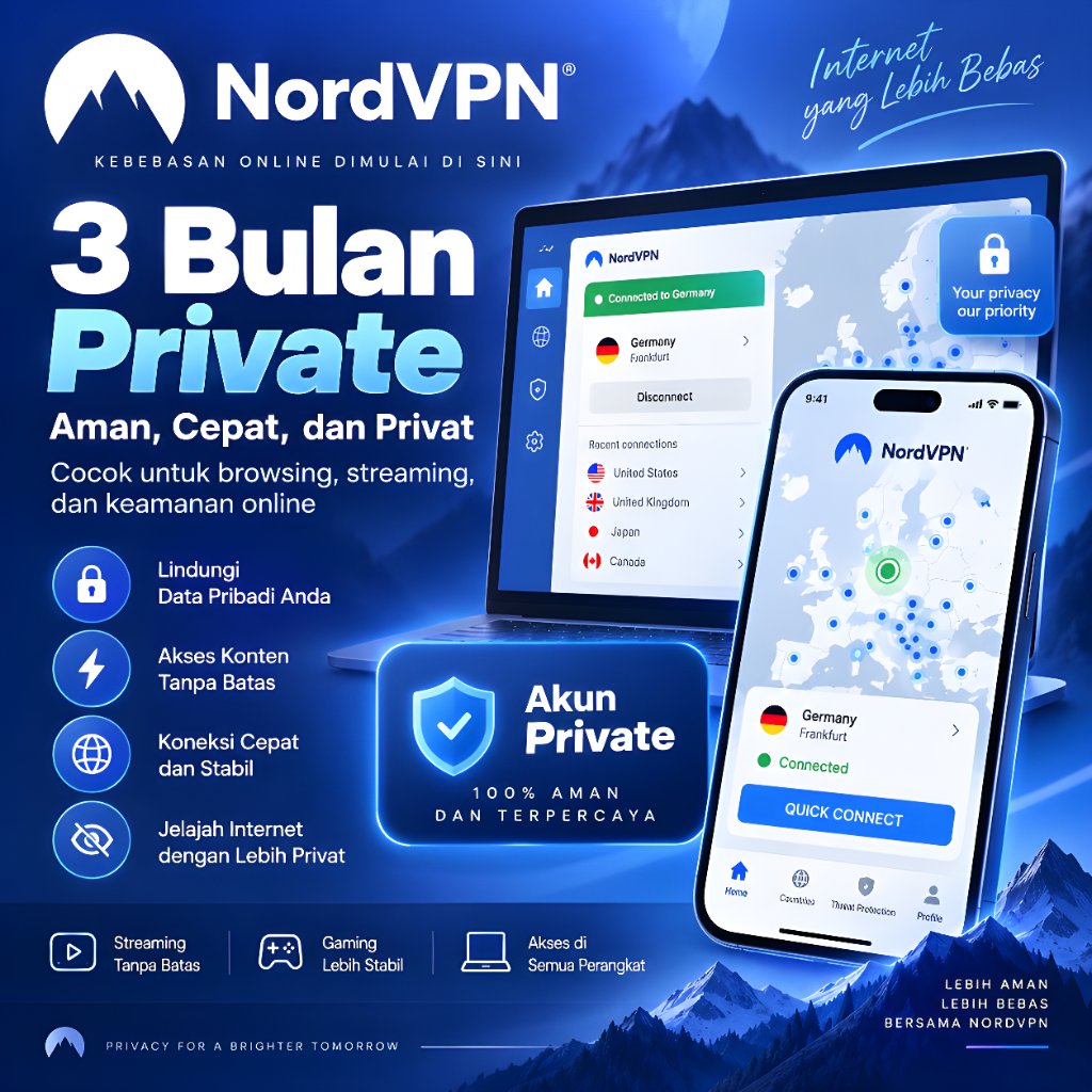 NordVPN 3 Bulan Private | VPN Cepat dan Stabil