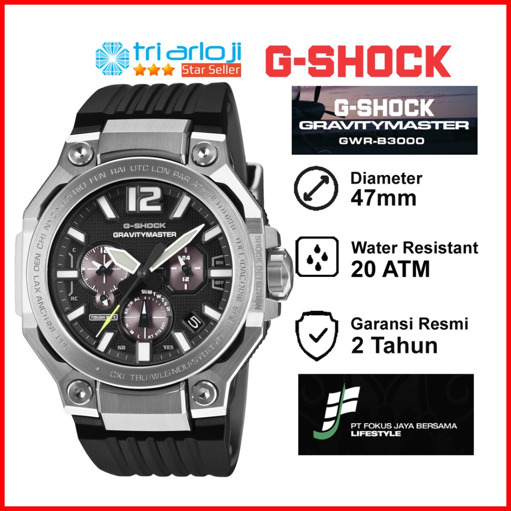 Casio G-SHOCK GWR-B3000-1ADR Jam Tangan Pria GSHOCK GRAVITYMASTER GWR-B3000-1A GWRB3000