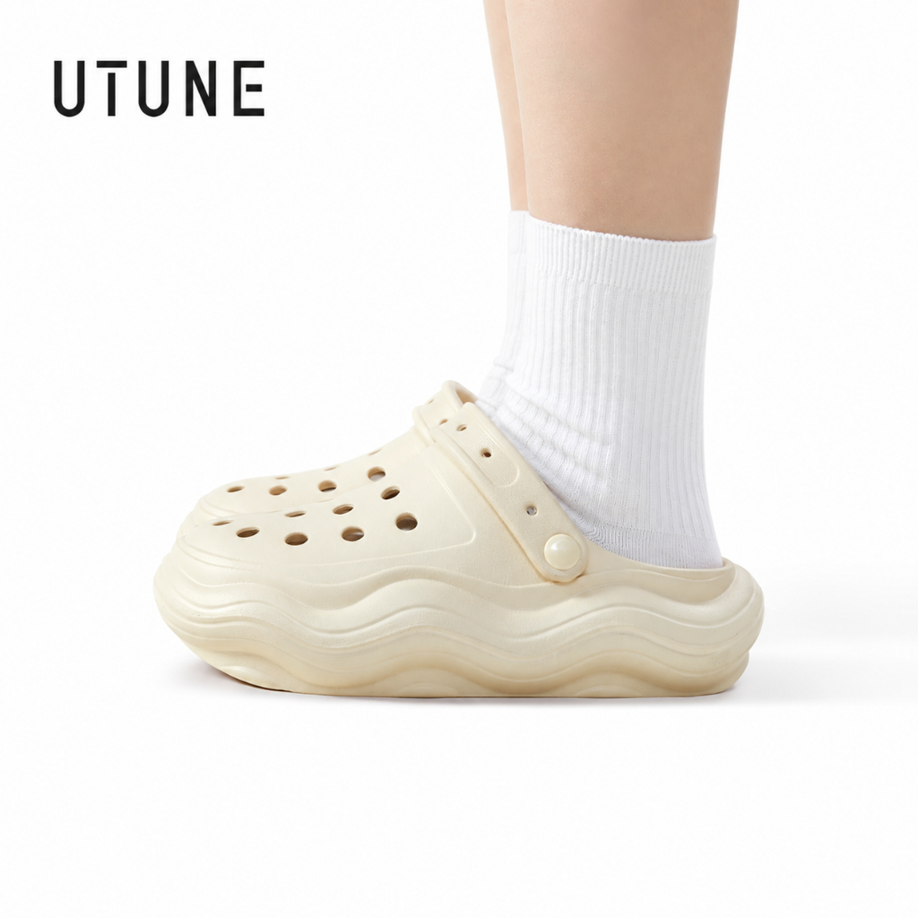 UTUNE Sandal Clog Wanita Pria Unisex EVA Sol Tebal 4CM Empuk Anti Slip Sandal Baim Kodok Couple Outd
