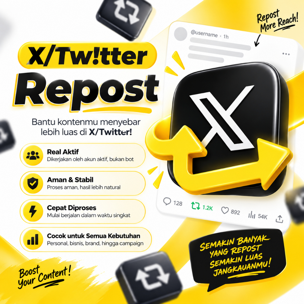 Twitter Repost Real Aktif Akun Indonesia - 100% Cepat dan Terpercaya