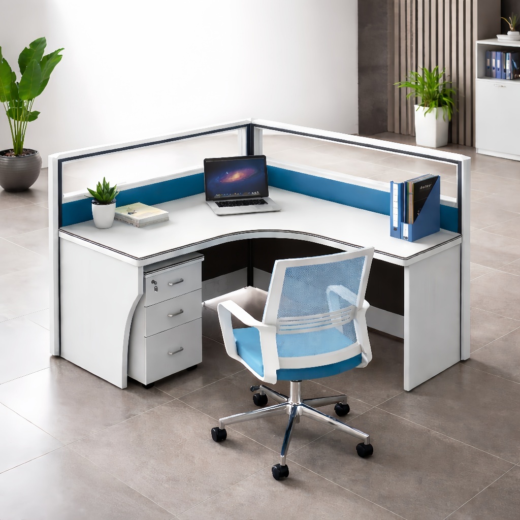 MEJA PARTISI L SHAPE MODERN | MEJA KANTOR SUDUT | MEJA KANTOR MINIMALIS | YH-1406L