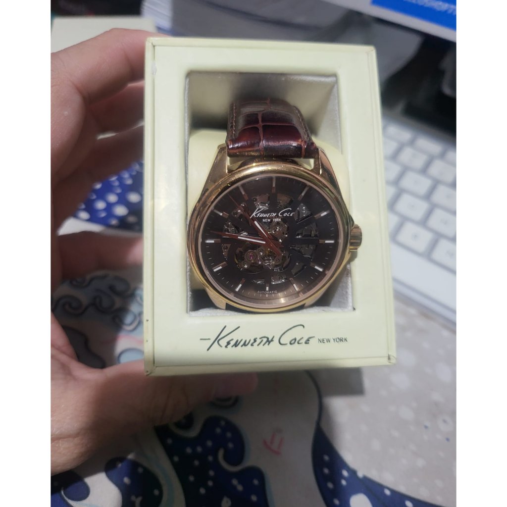 Preloved - Jam Tangan Watch Kenneth Cole Gold Automatic Skeleton 2nd RARE Original