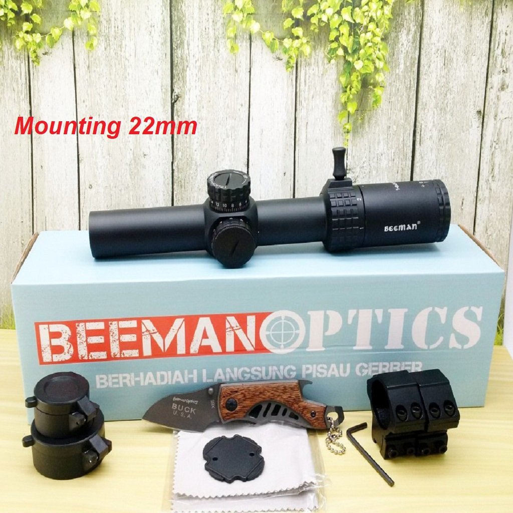 Telescope Buntung Beeman Optics 1-6x24 IR Black / Teleskop  Buntung Beeman Hitam / Tele Buntung Beem