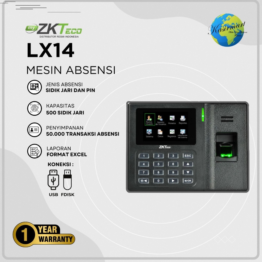 Fingerprint Mesin Absensi ZKTeco LX14 Time Attendance Absen Perusahaan Pabrik Kantor LX 14 LX-14