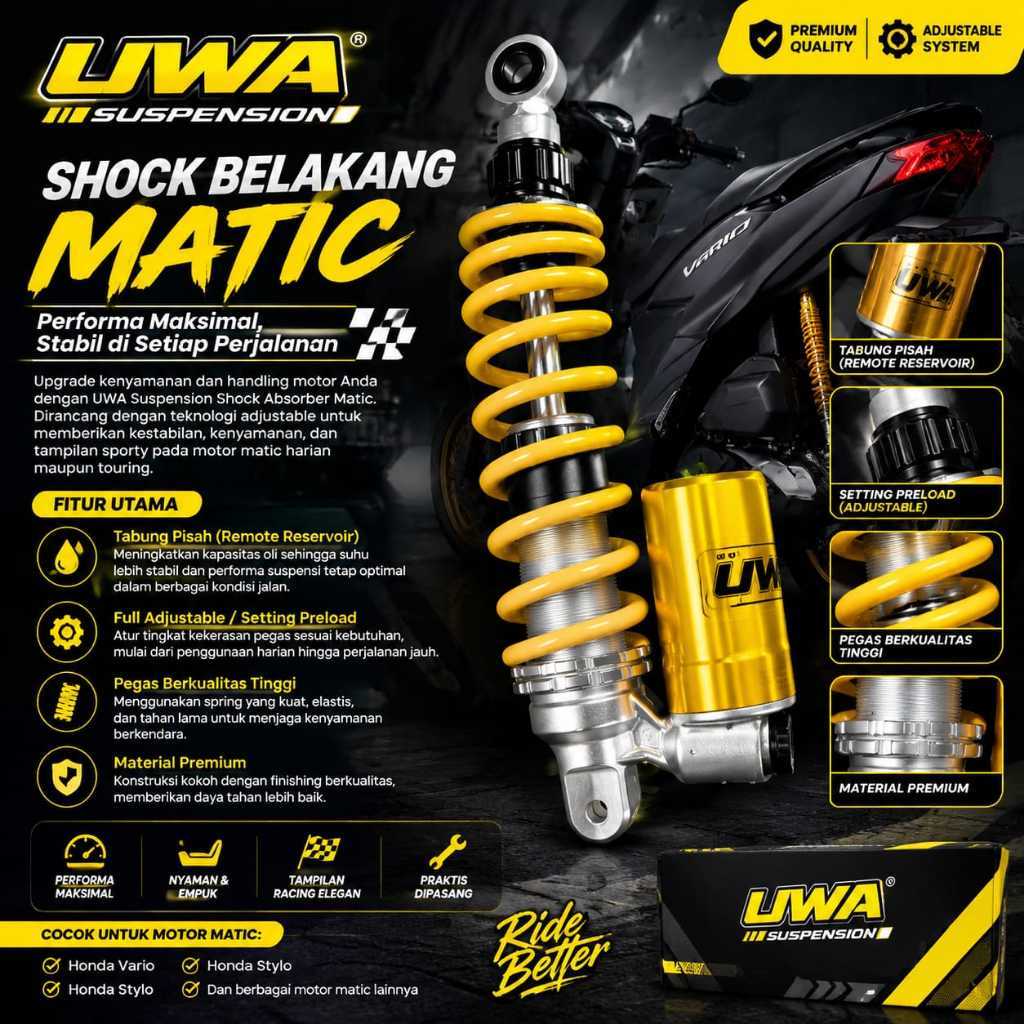 Shock Belakang OHLINS UWA Suspension Matic Tabung Pisah Adjustable | Shockbreaker Vario Stylo Racing