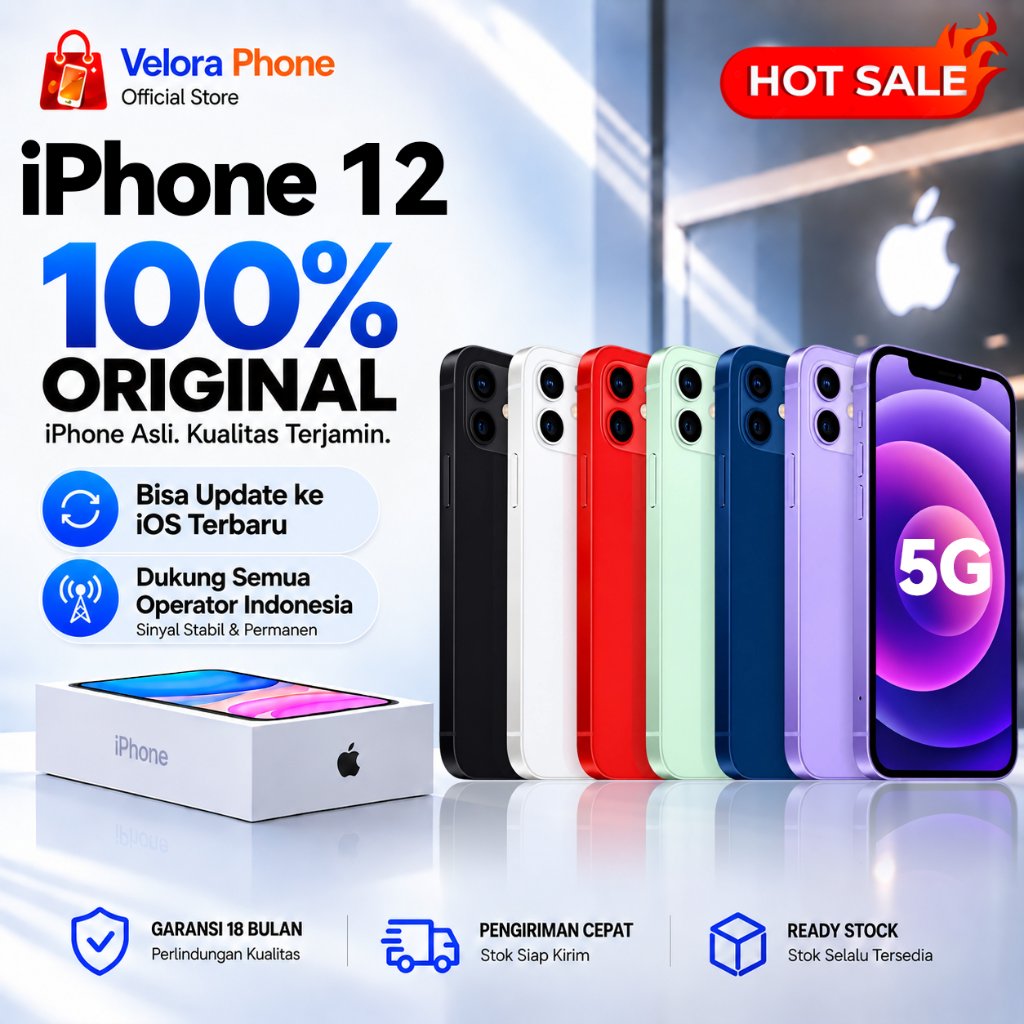 iPhone 12 & 12 Mini Second Original Inter 64GB 128GB 256GB Fullset Mulus Normal iPhone Bekas Bergara