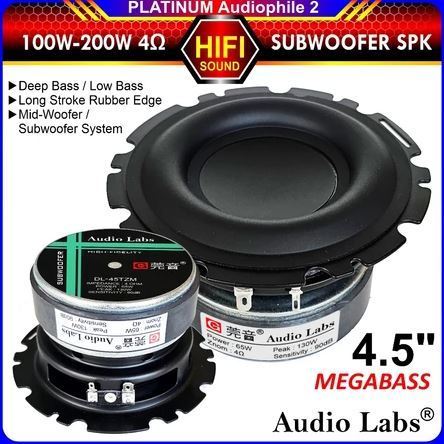 FAKINAJAYUUU - Speaker 4.5 Inch MEGABASS 130W 4 ohm Subwoofer Woofer Low Bass Speker 4.5" Hifi Audio