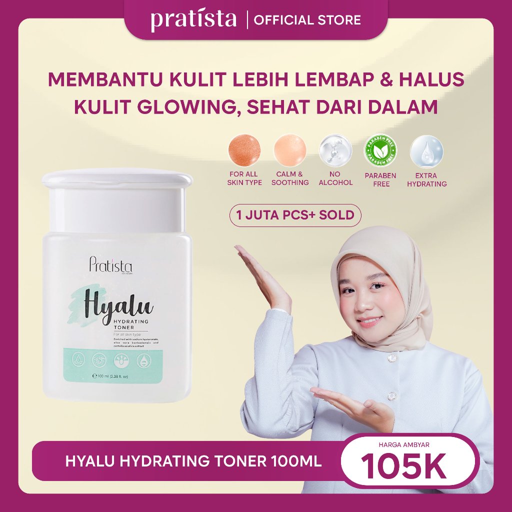 Pratista - Hyalu Hydrating Toner 100ml | Melembabkan Dan Membantu Perbaikan Skin Barrier