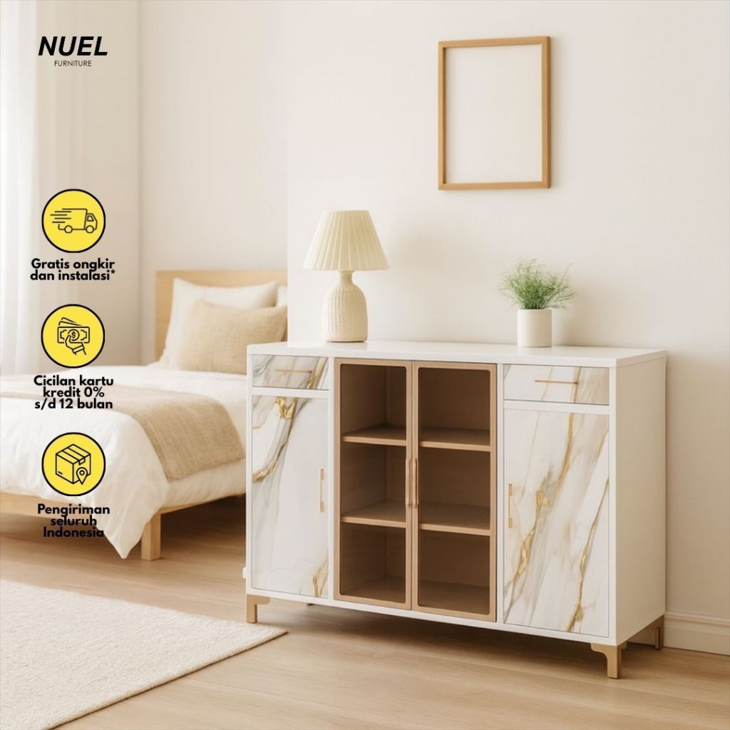 NUEL Kabinet TV Besi Buffet /  Rak TV Serbaguna Modern Minimalis