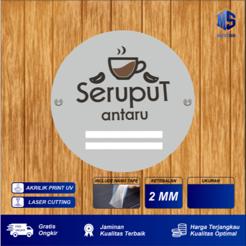 Plang nama toko Bulat, Plang nama ruangan, plang nama akrilik, Plang Logo,custom free desain