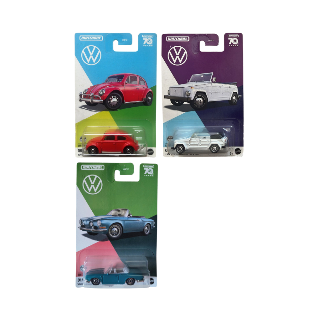 MATCHBOX REGULAR VOLKSWAGEN VW 70 YEARS  SAFARI WHITE, RED BEETLE SNI ORIGINAL MATTEL