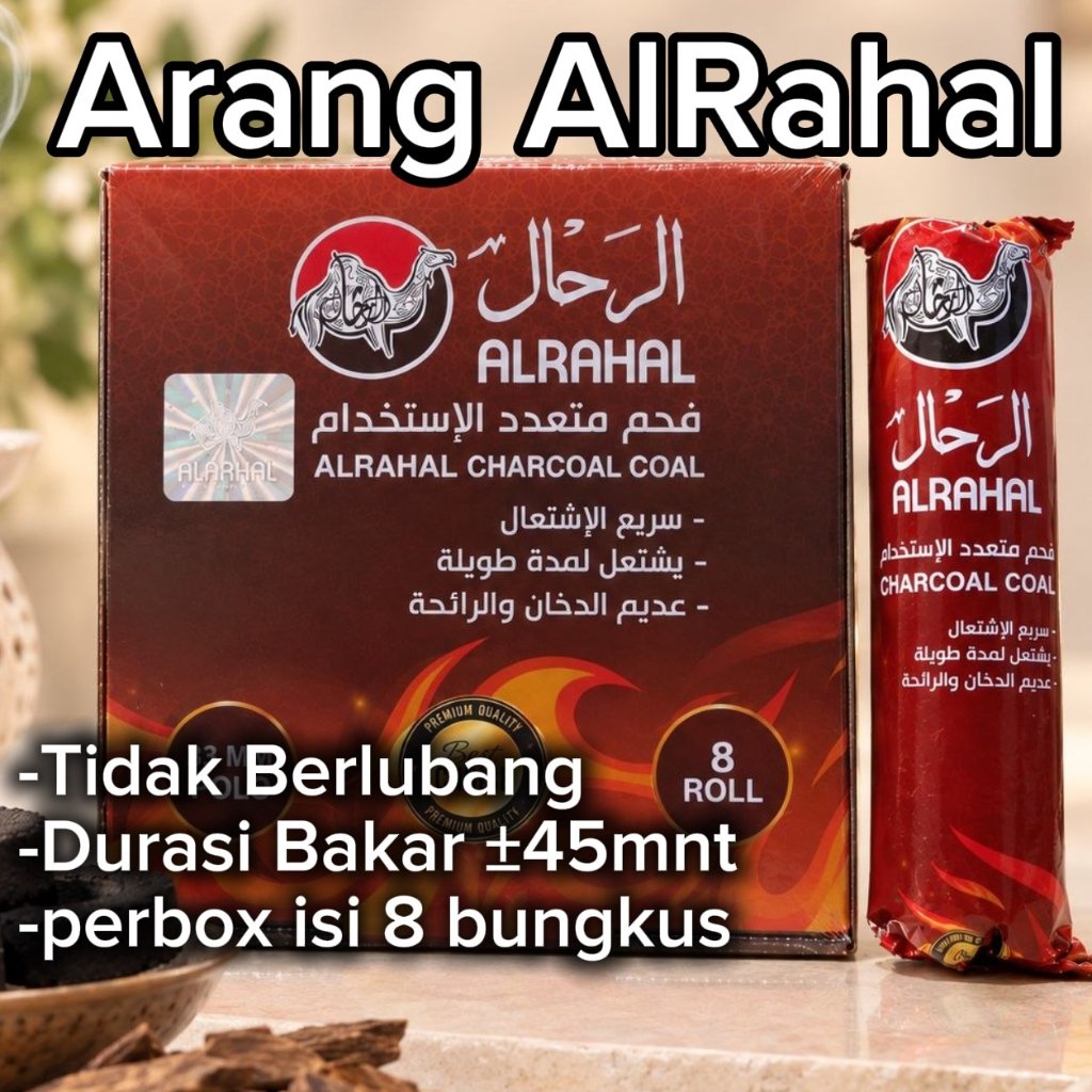 Arang Alrahal Super Briket Shisha Hookah Tidak Berlubang Kualitas Premium Pembakaran Awet Tahan Lama