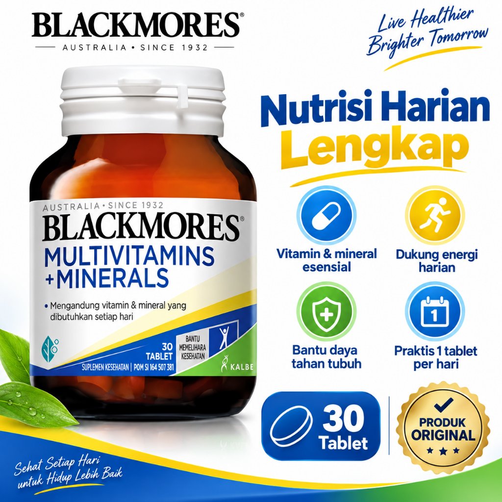 BLACKMORES Multivitamin Mineral Lengkap 12 Vitamin 6 Mineral BPOM Halal Original