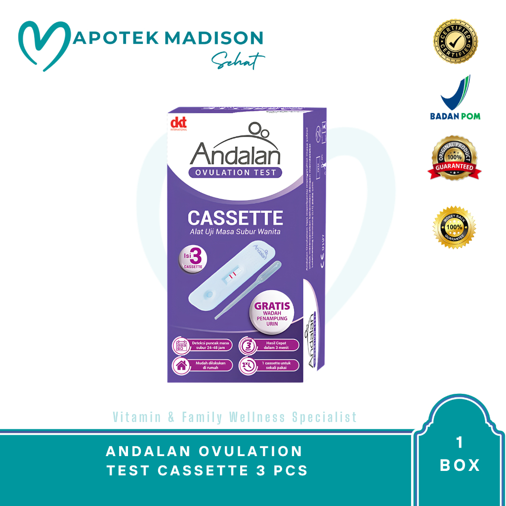 Andalan Ovulation Test Cassette Box Isi 3 Pcs | Test Cassette Praktis