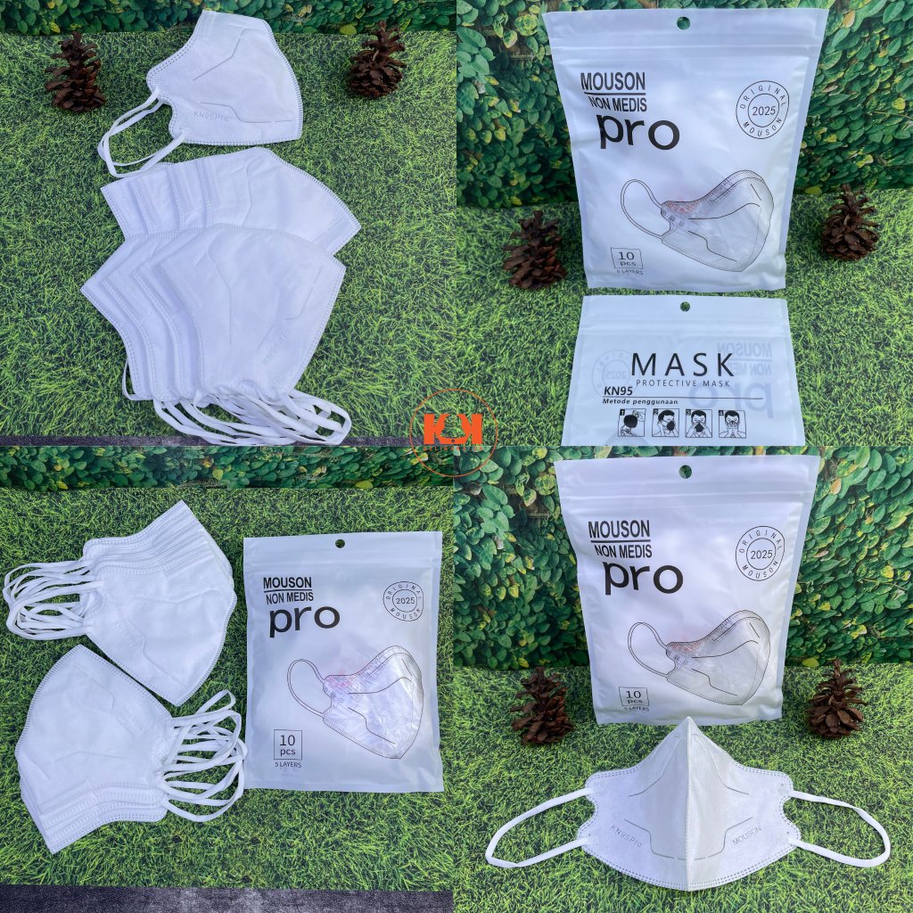 MASKER KN95 PRO MOUSON NON MEDIS WARNA PUTIH 5-LAYERS ISI 10 PCS/PERLINDUNGAN DEBU HALUS/MASKER DEWA