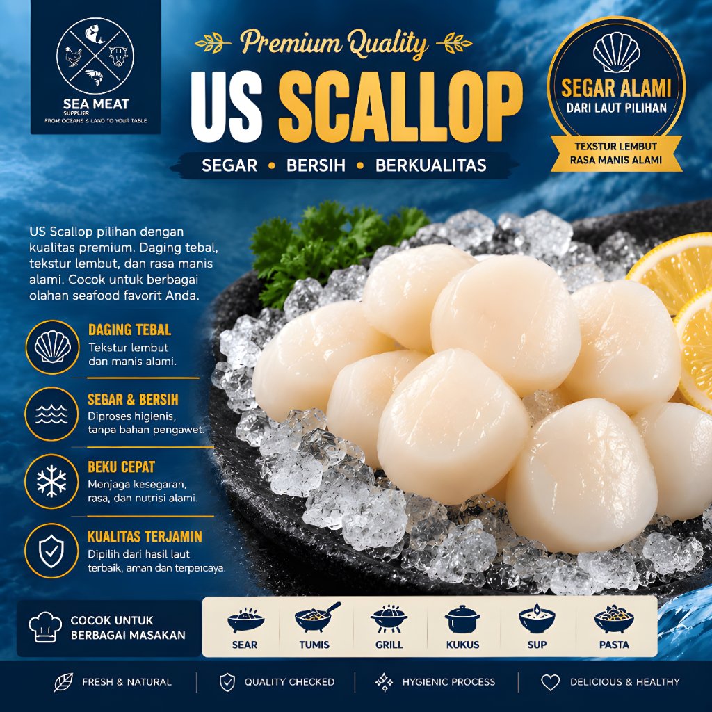 Scallop US Import | Frozen Scallop USA | Scallop Jumbo | Kerang Laut
