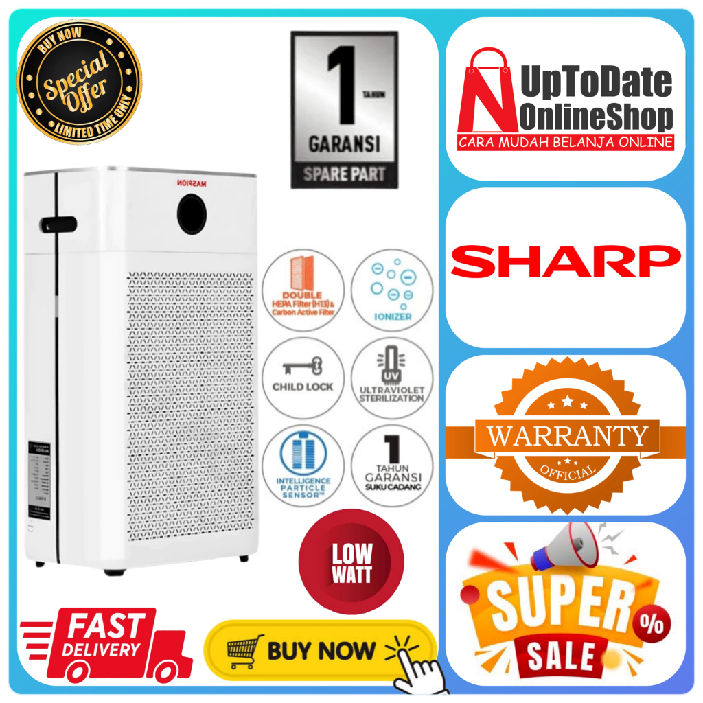 MASPION AIR PURIFIER MAP01 MAP-01 MAP 01 PEMBERSIH UDARA MASPION LOW WATT PURIFIER 50m2 IONIZER MASP
