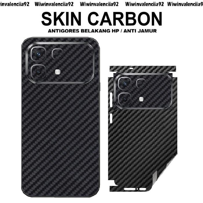 Skin 3D Carbon BELAKANG HITAM FULL COVER VIVO X300 / X300PRO / X200 X200PRO X100 PRO X90 X80 X70 PRO