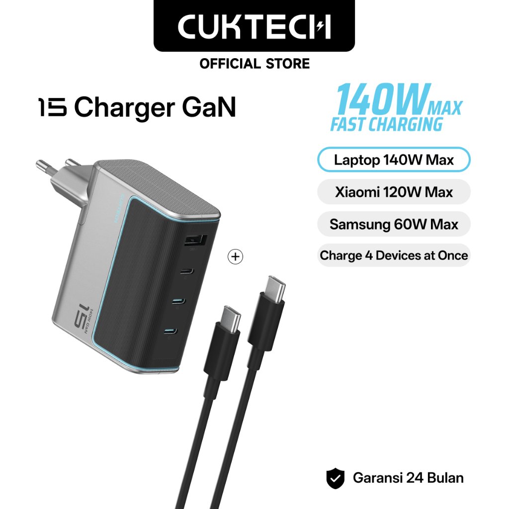 CUKTECH Charger 140W Max Fast Charging GaN 4 Port 3C1A, Support Laptop 140W Max Xiaomi 120W Max - 15