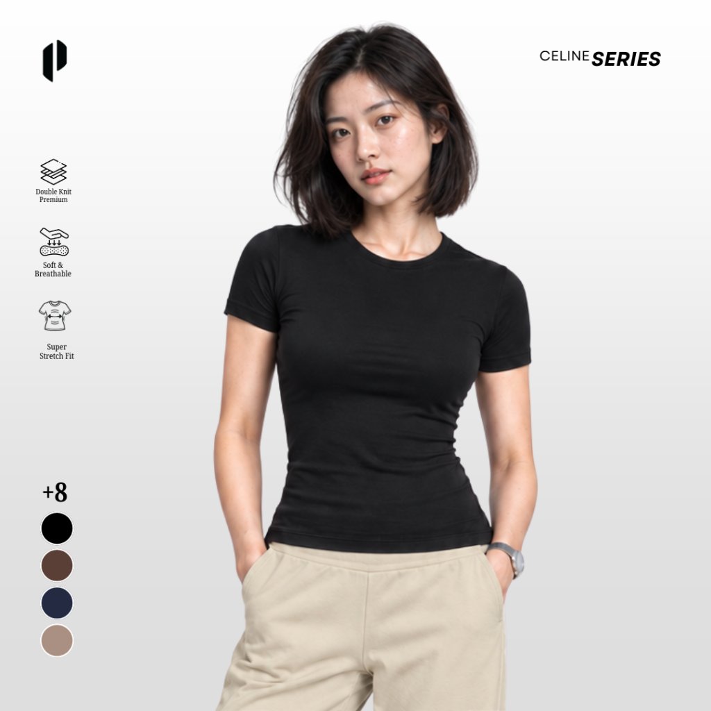 PORTICO - Celine Essential Daily Tee - Double Knit Premium - Kaos Polos Wanita - TC040