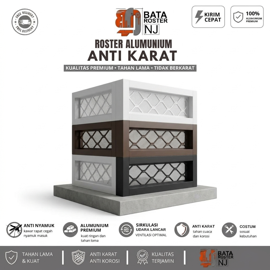 BATA ROSTER NJ - Loster Ventilasi Alumunium, Anti Nyamuk, Pengiriman Se-Indonesia, Ukuran Lengkap 20