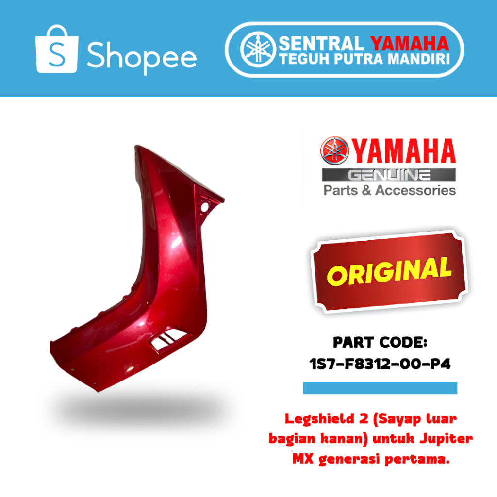 Sayap Luar Kanan Jupiter MX 135 Old Lama Warna Merah CODE PART 1S7-F8312-00-P4 Legshield Cover Depan