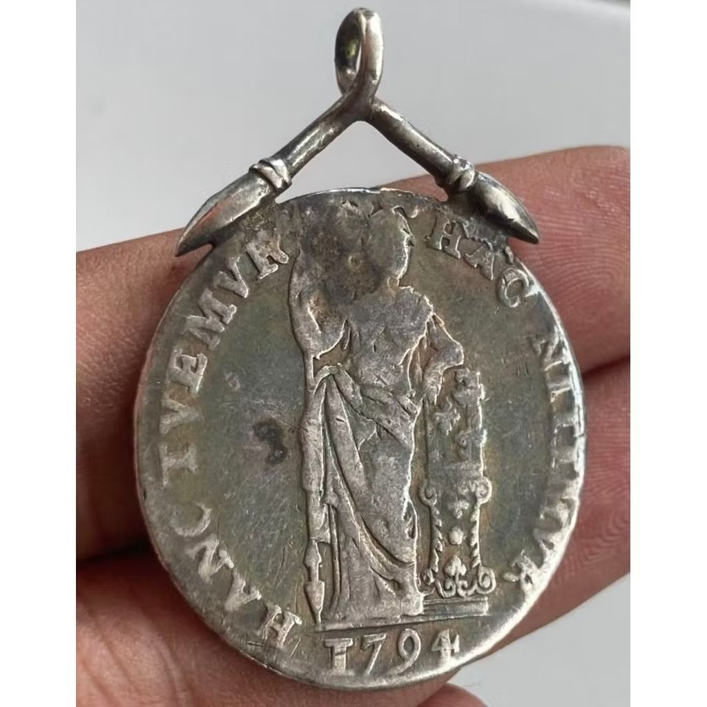 Koin Perak Kuno Asli Belanda 1 Gulden Pallas Utrecht 1794 || Liontin Kalung || 1G Pallas 1794 || 100