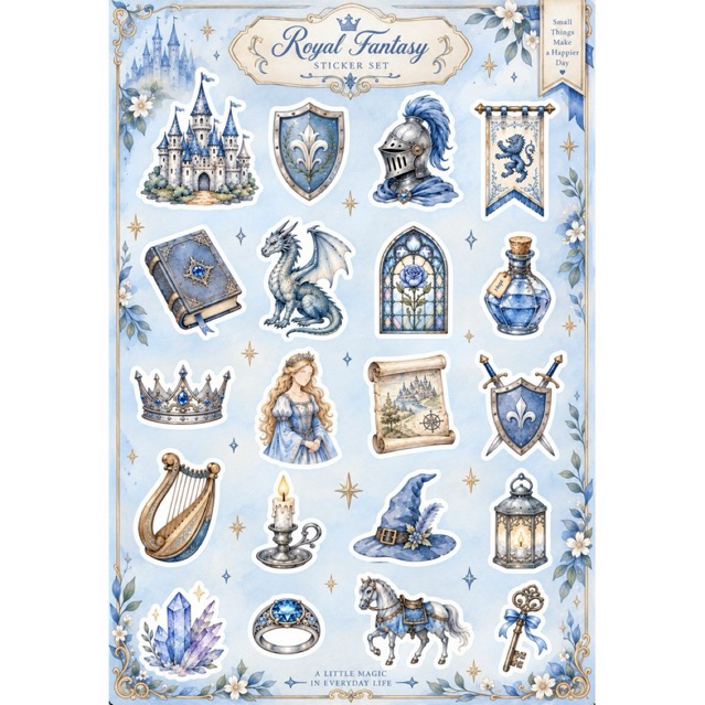 Sticker Pack Blue Royal Fantasy Aesthetic Sticker Set Tahan Air Vinyl Helm Hp Ipad Kaca