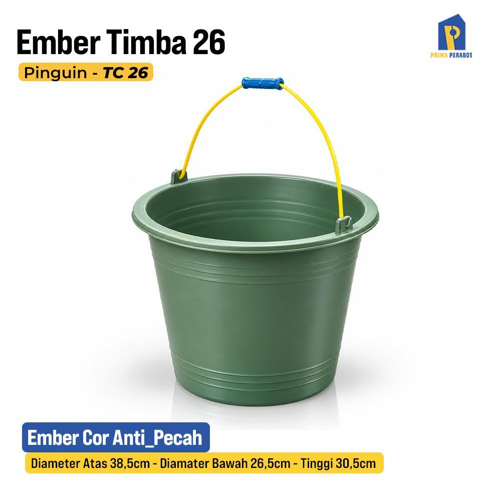 Ember Plastik Hijau 25 Liter Ember Cor Proyek Cor -26 Pinguin Tebal Kuat Elastis