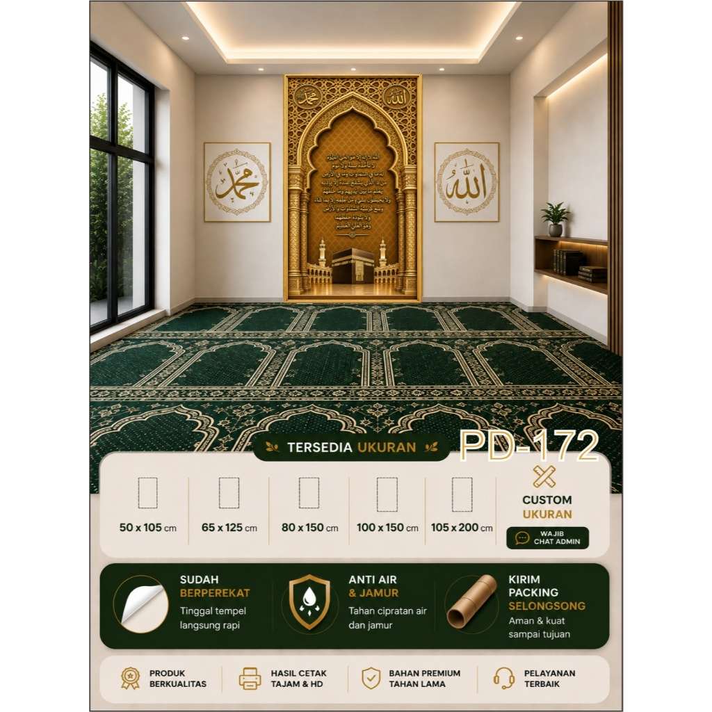 Desain Terbaru Wallpaper Dinding Mihrab Masjid 3d , Stiker Mihrab Mewah Minimalis 3d , Stiker Mihrab