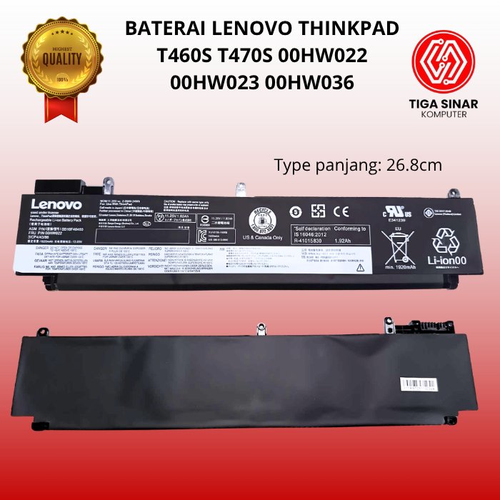 BATERAI LENOVO THINKPAD T460S T470S 00HW022 00HW023 00HW036