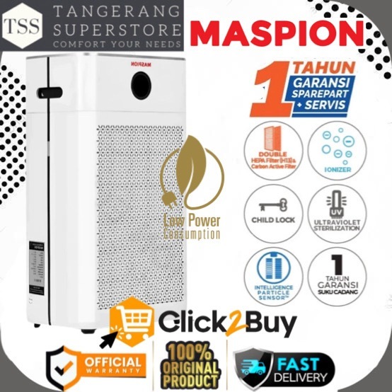 MASPION AIR PURIFIER MAP 01 MAP-01 MAP01 PEMBERSIH UDARA MASPION LOW WATT PURIFIER 50m2 IONIZER MASP