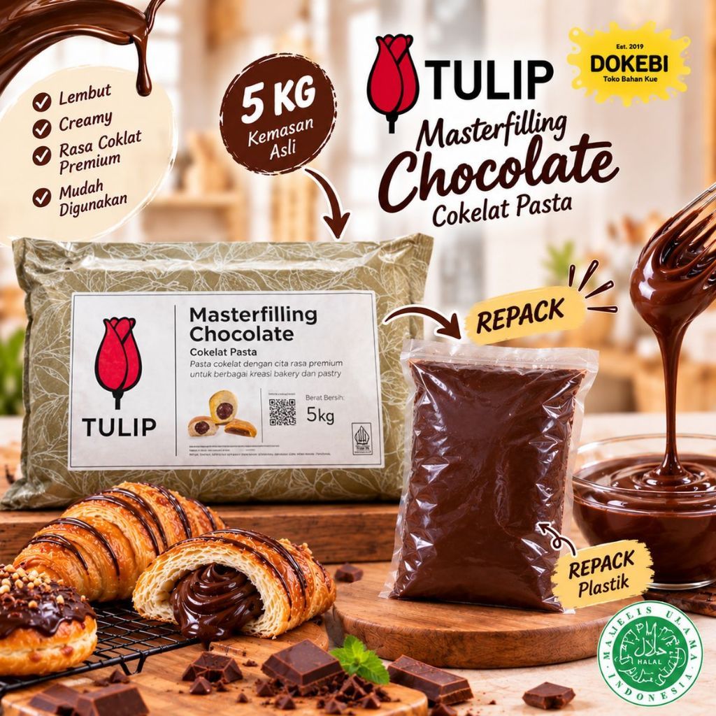 TULIP Chocolate Filling  1 kg / Filling Coklat / Chocolate Filling / Tulip Chocolate Paste