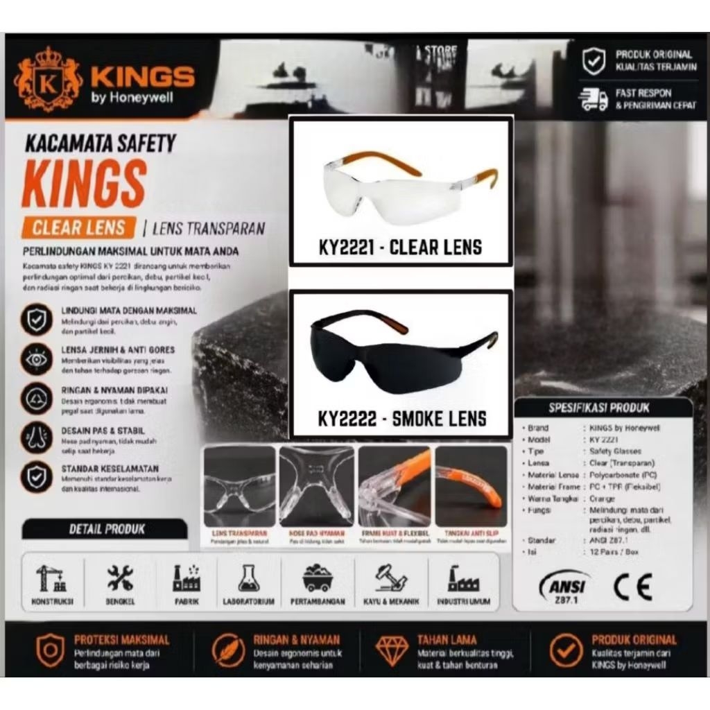 Kacamata Safety King's by Honeywell/King's Safety Eyewear