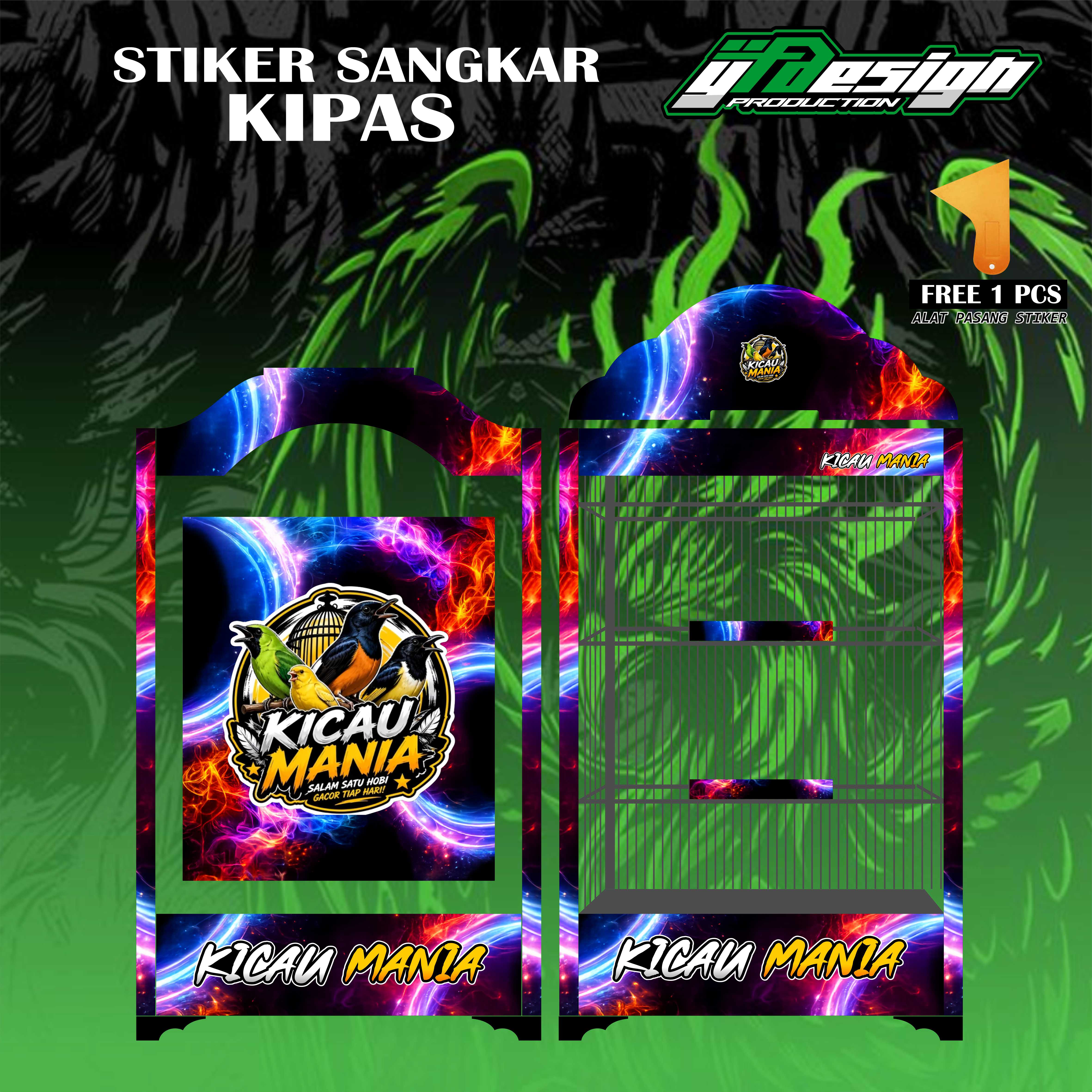Stiker sangkar Kotak Decal Sangkar Burung Motif Terbaru KICAU MANIA