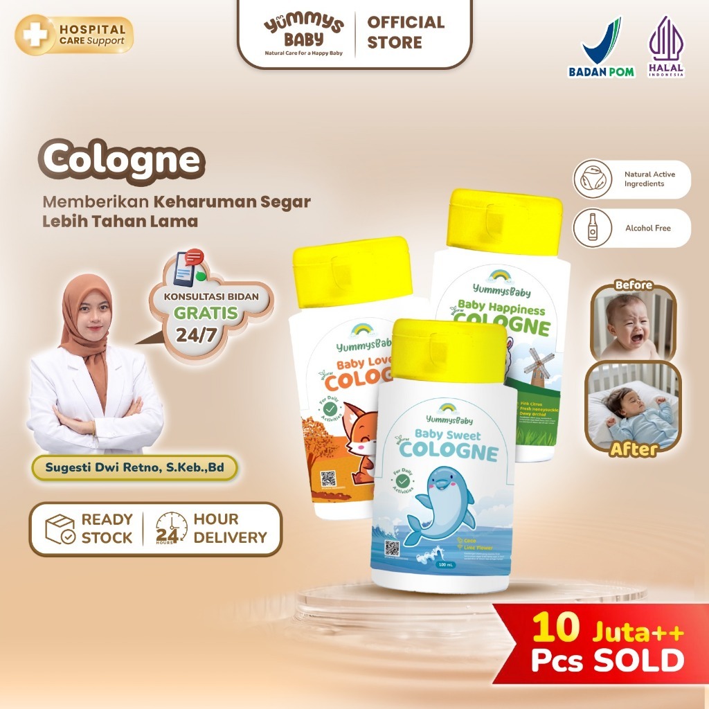 YummysBaby Cologne 100ml | Cologne dengan Harum Tahan Lama Si Kecil Sepanjang Hari